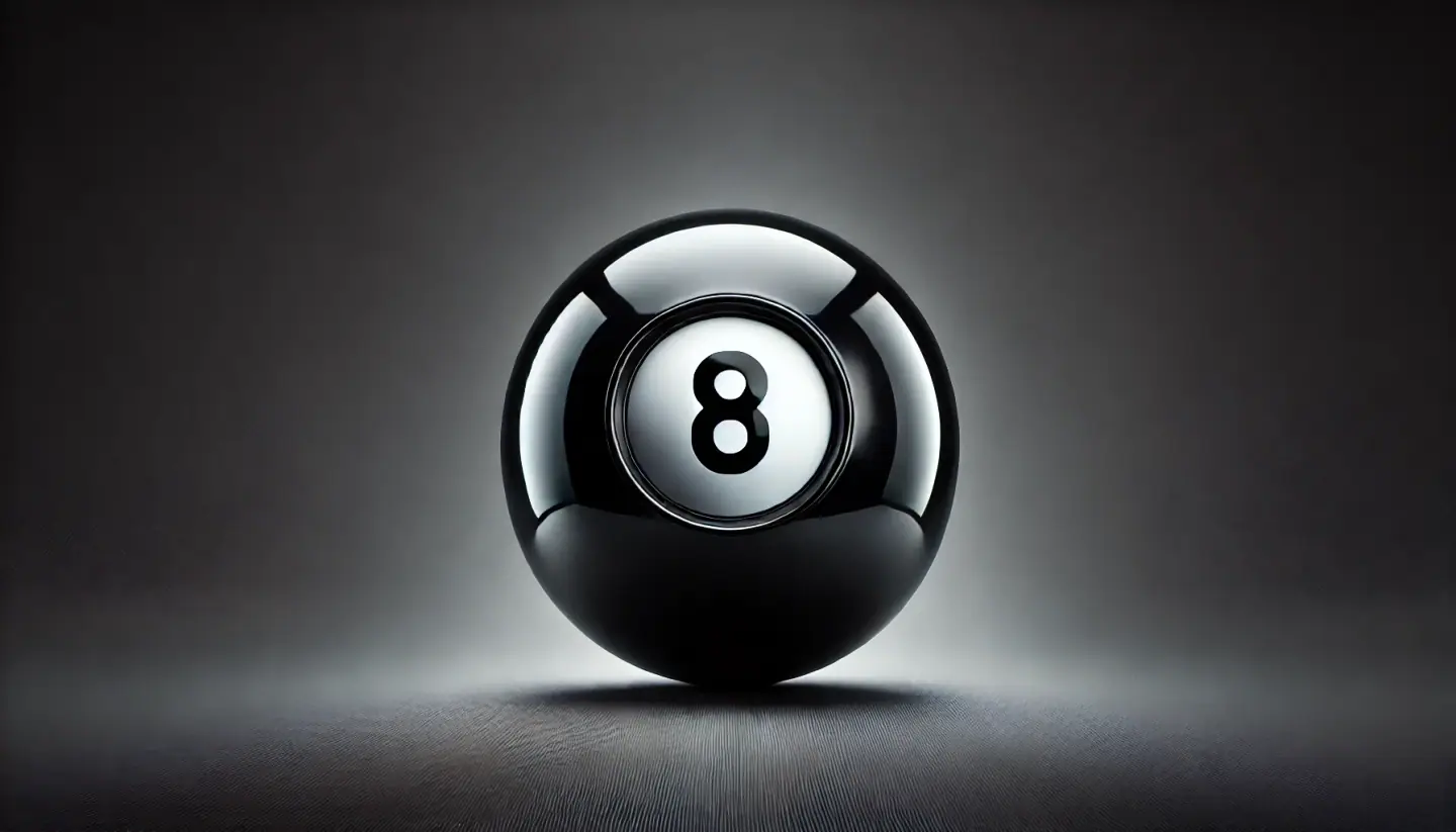 The classic black-and-white Magic 8 Ball shape introduced in 1950