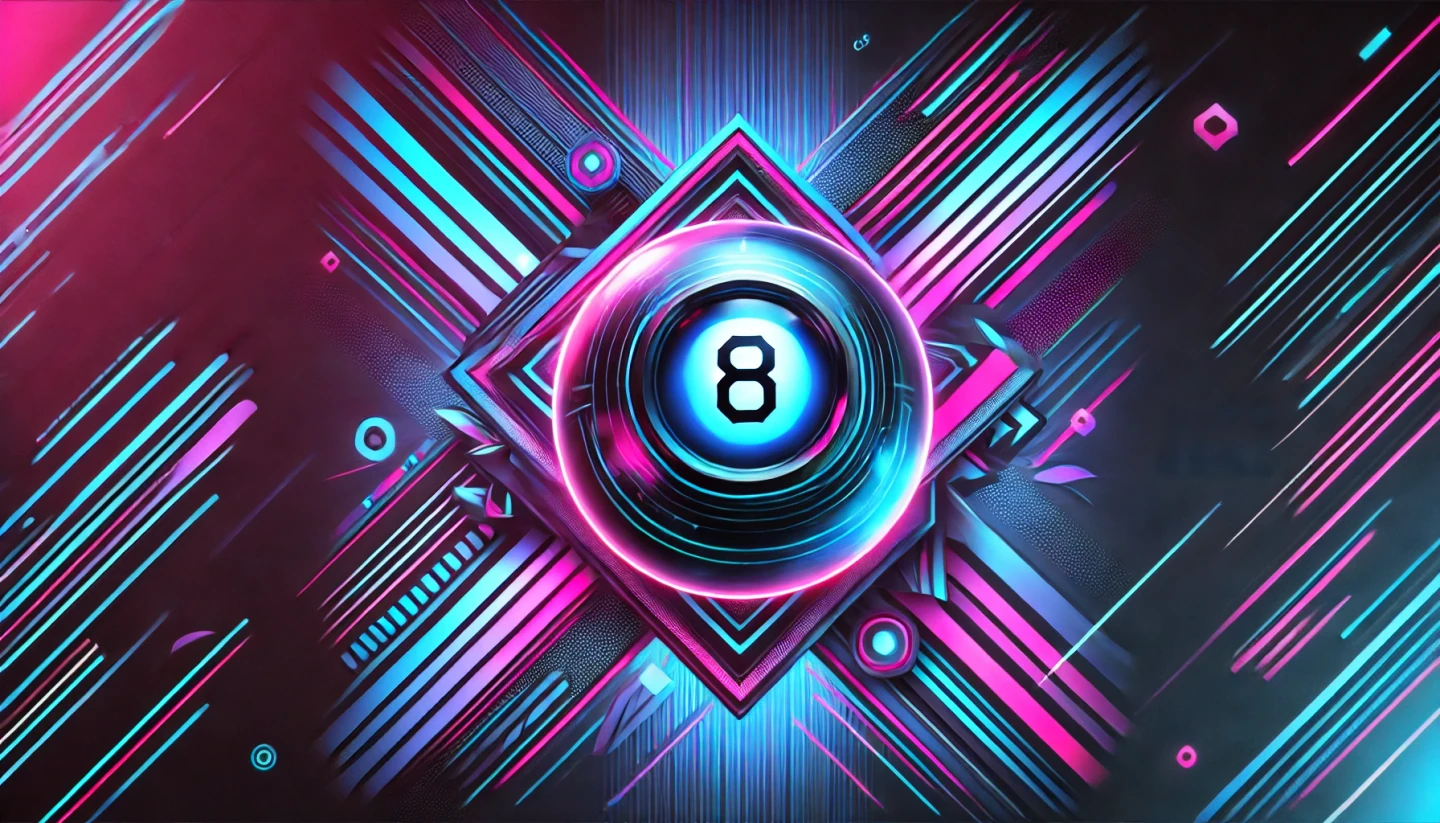 A stylised Magic 8 Ball at the moment an answer appears